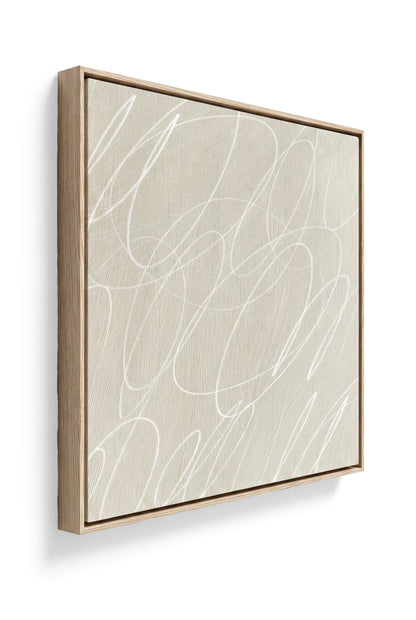 Gestural Marks in Linen by DSCVR Art Framed Square Canvas Wall Art