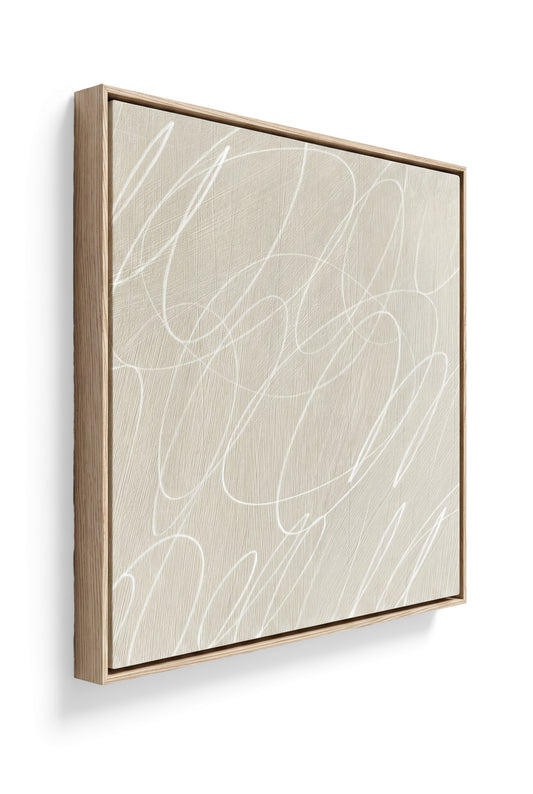 Gestural Marks in Linen by DSCVR Art Framed Square Canvas Wall Art