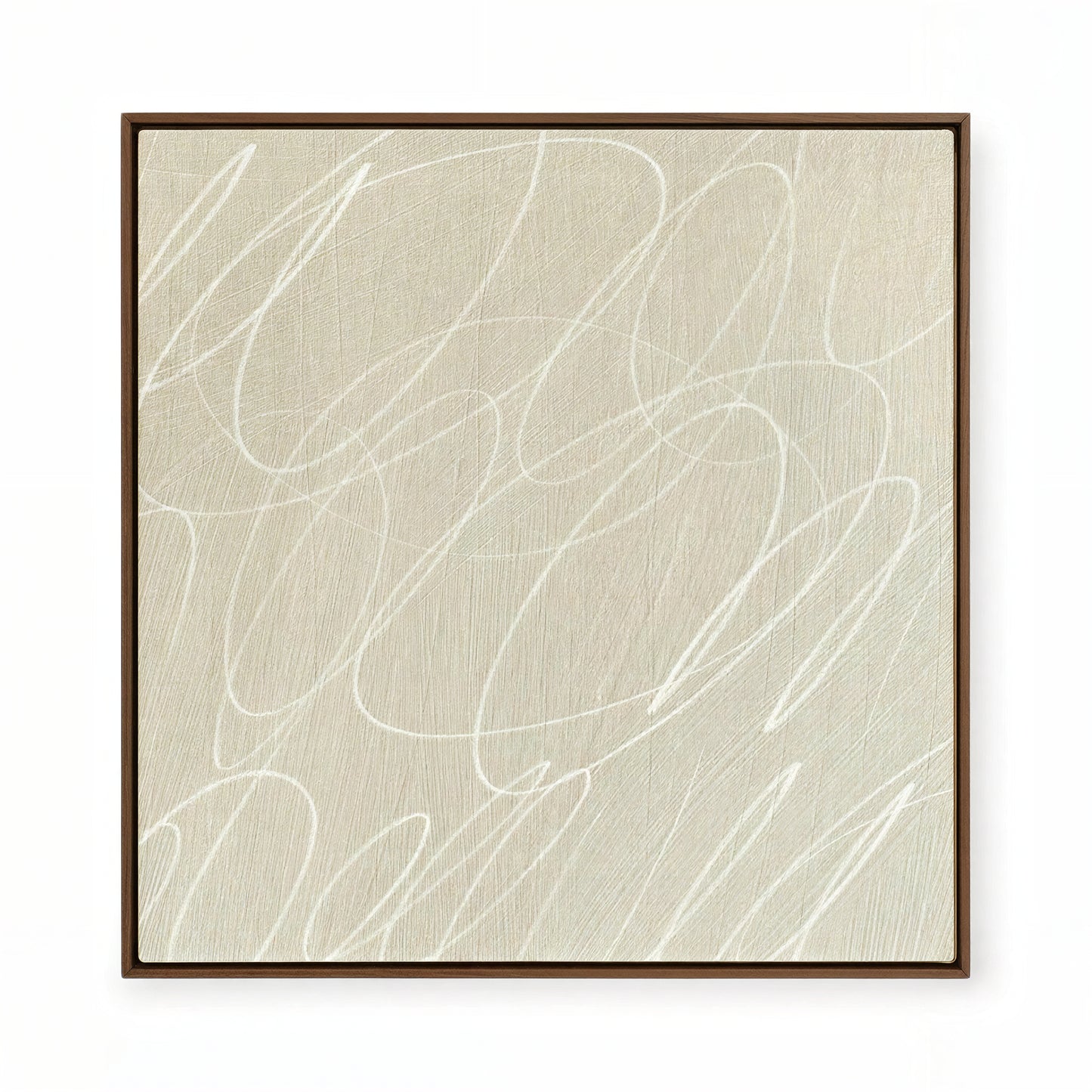 Gestural Marks in Linen by DSCVR Art Framed Square Canvas Wall Art
