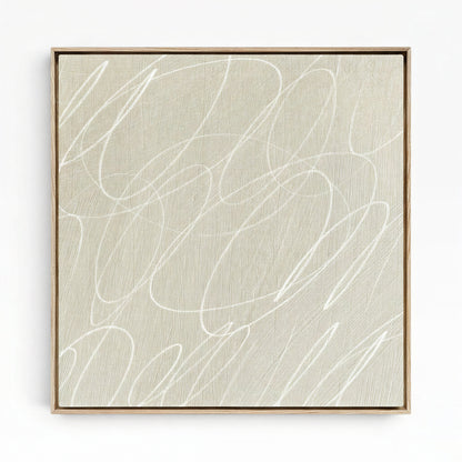 Gestural Marks in Linen by DSCVR Art Framed Square Canvas Wall Art
