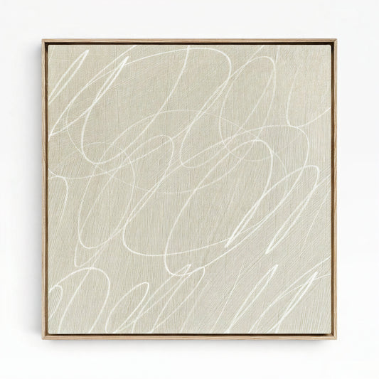 Gestural Marks in Linen by DSCVR Art Framed Square Canvas Wall Art