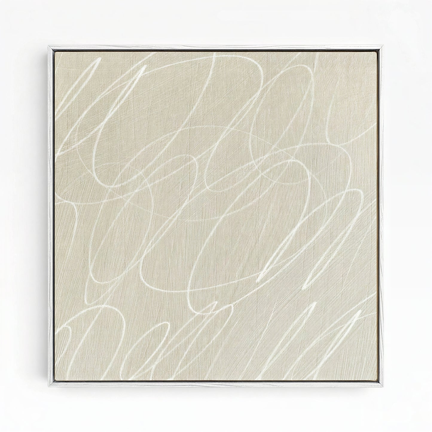Gestural Marks in Linen by DSCVR Art Framed Square Canvas Wall Art