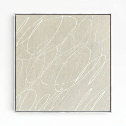 Gestural Marks in Linen by DSCVR Art Framed Square Canvas Wall Art