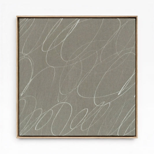 Gestural Marks in Fog by DSCVR Art Framed Square Canvas Wall Art