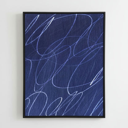 Gestural Marks in Marine by DSCVR Art Framed Canvas Wall Art