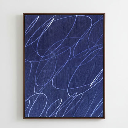 Gestural Marks in Marine by DSCVR Art Framed Canvas Wall Art