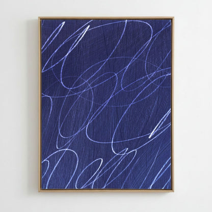 Gestural Marks in Marine by DSCVR Art Framed Canvas Wall Art