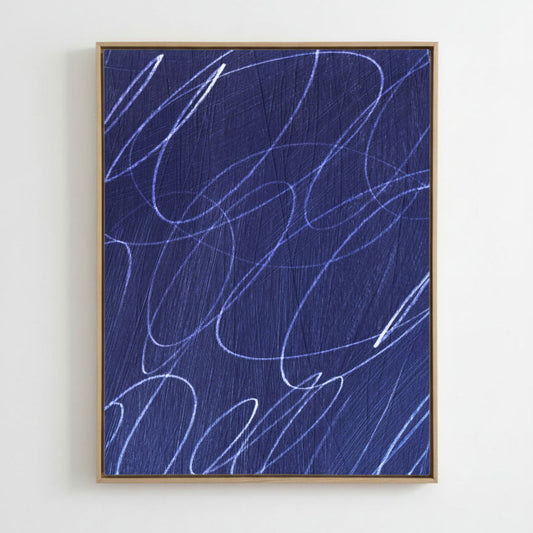 Gestural Marks in Marine by DSCVR Art Framed Canvas Wall Art