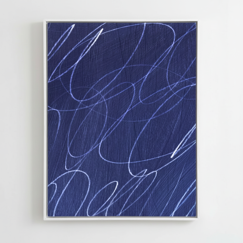 Gestural Marks in Marine by DSCVR Art Framed Canvas Wall Art